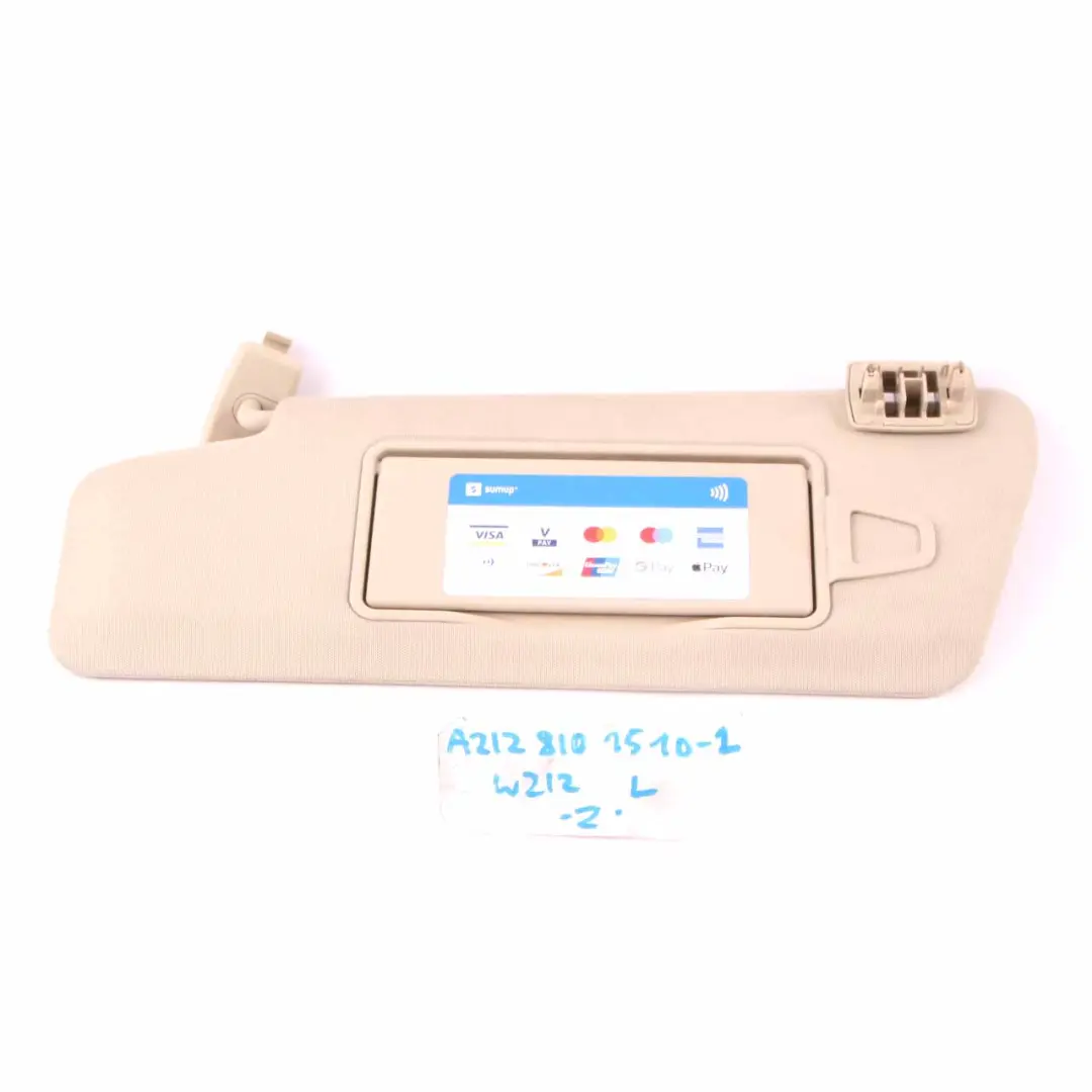 Sun Visor Mercedes W212 E-Class Cover Trim Left N/S Front Beige to with Part number A2128101510 Sun Visor Mercedes W212 E-Class Cover Trim Left N/S Front Beige - SKU A2128101510-2 - Part number A2128101510