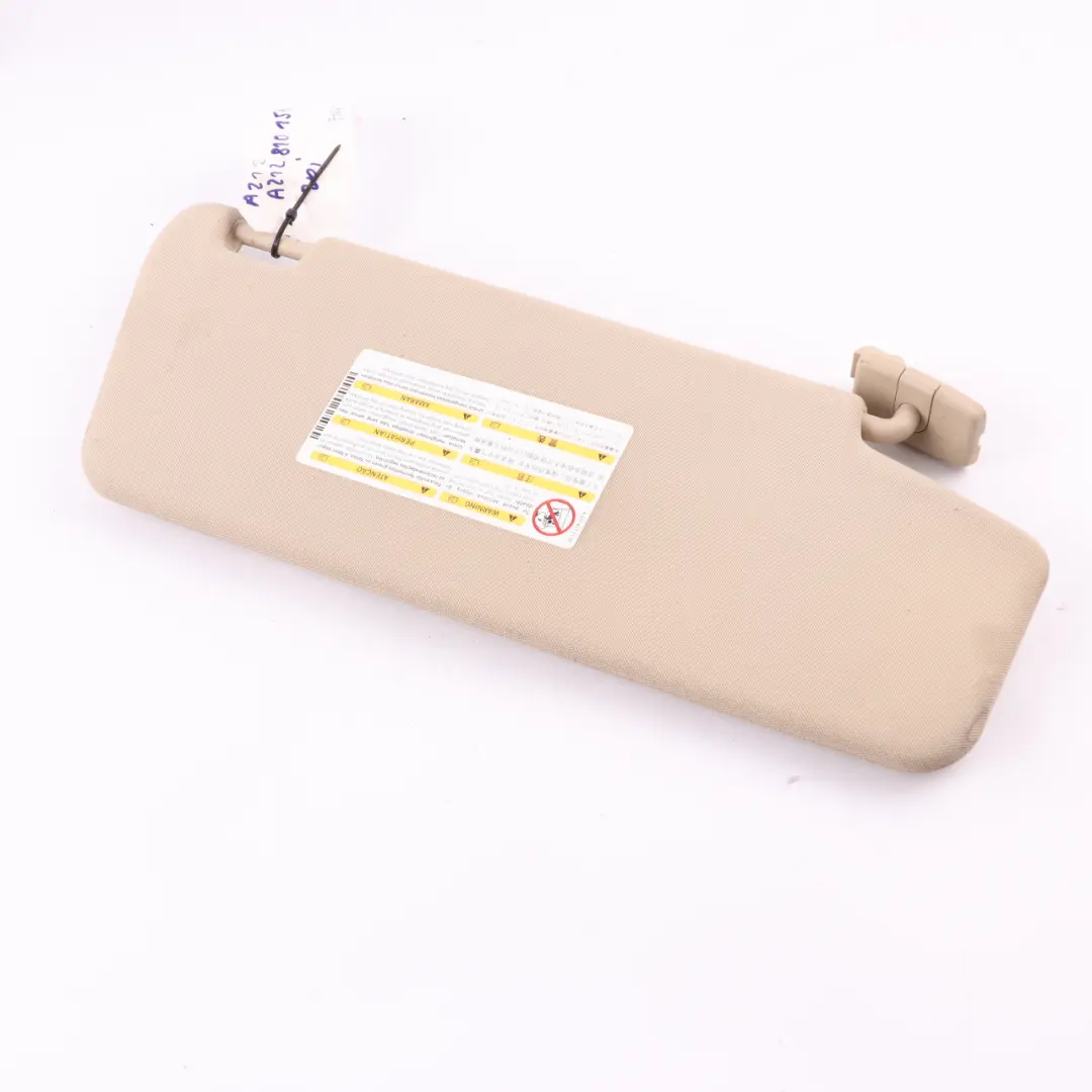 Sun Visor Cover Trim Front Left N/S Panel Beige to Mercedes W212 with Part number A2128101510 Mercedes W212 Sun Visor Cover Trim Front Left N/S Panel Beige - SKU A2128101510-4 - Part number A2128101510