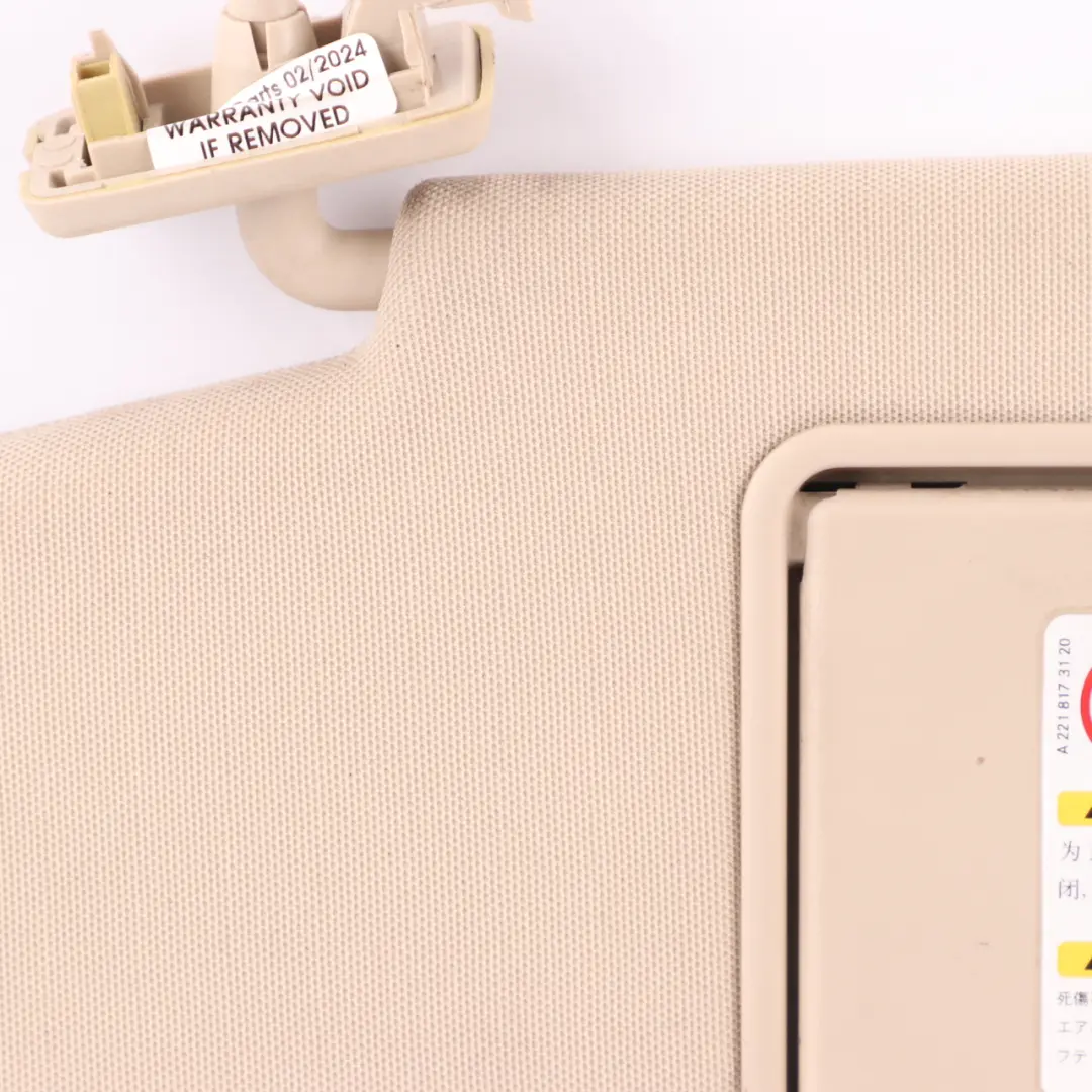 Sun Visor Cover Trim Front Left N/S Panel Beige to Mercedes W212 with Part number A2128101510 Mercedes W212 Sun Visor Cover Trim Front Left N/S Panel Beige - SKU A2128101510-4 - Part number A2128101510