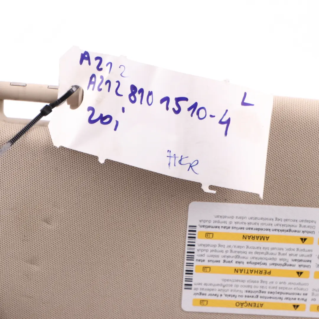 Sun Visor Cover Trim Front Left N/S Panel Beige to Mercedes W212 with Part number A2128101510 Mercedes W212 Sun Visor Cover Trim Front Left N/S Panel Beige - SKU A2128101510-4 - Part number A2128101510