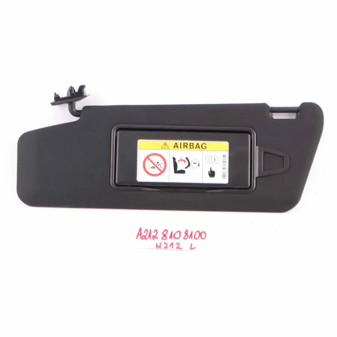 Sun Visor Cover Trim Front Left N/S Black Mirror to Mercedes W212 with Part number A2128108100 Mercedes W212 Sun Visor Cover Trim Front Left N/S Black Mirror - SKU A2128108100 - Part number A2128108100
