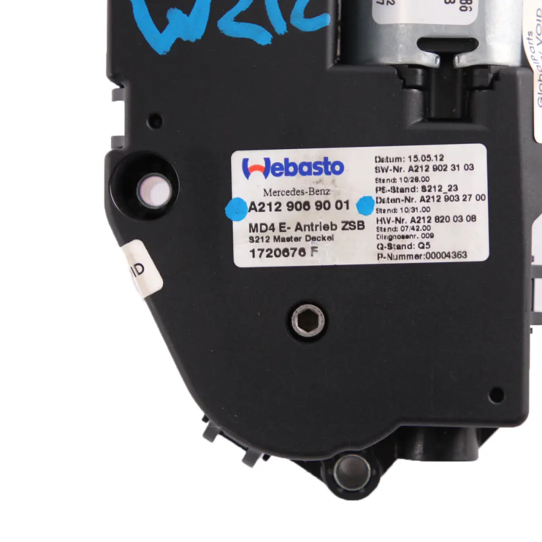 Mercedes W204 W212 Techo Motor Unidad de Accionamiento Panorámico A2129069001 - SKU A2128200308 - Número de pieza A2128200308