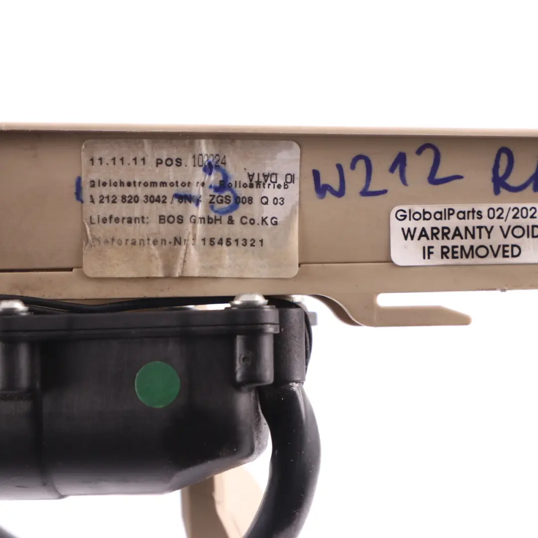 Mercedes S212 Estate Trunk Rear Parcel Shelf Right O/S Rail Motor - SKU A2128203042-3 - Part number A2128203042