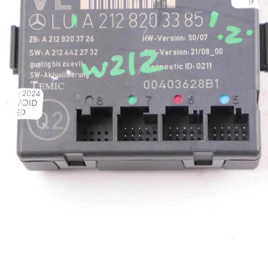 Door Module Mercedes W212 Front Left N/S Door Control Unit to with Part number A2128203385 Door Module Mercedes W212 Front Left N/S Door Control Unit - SKU A2128203385 - Part number A2128203385