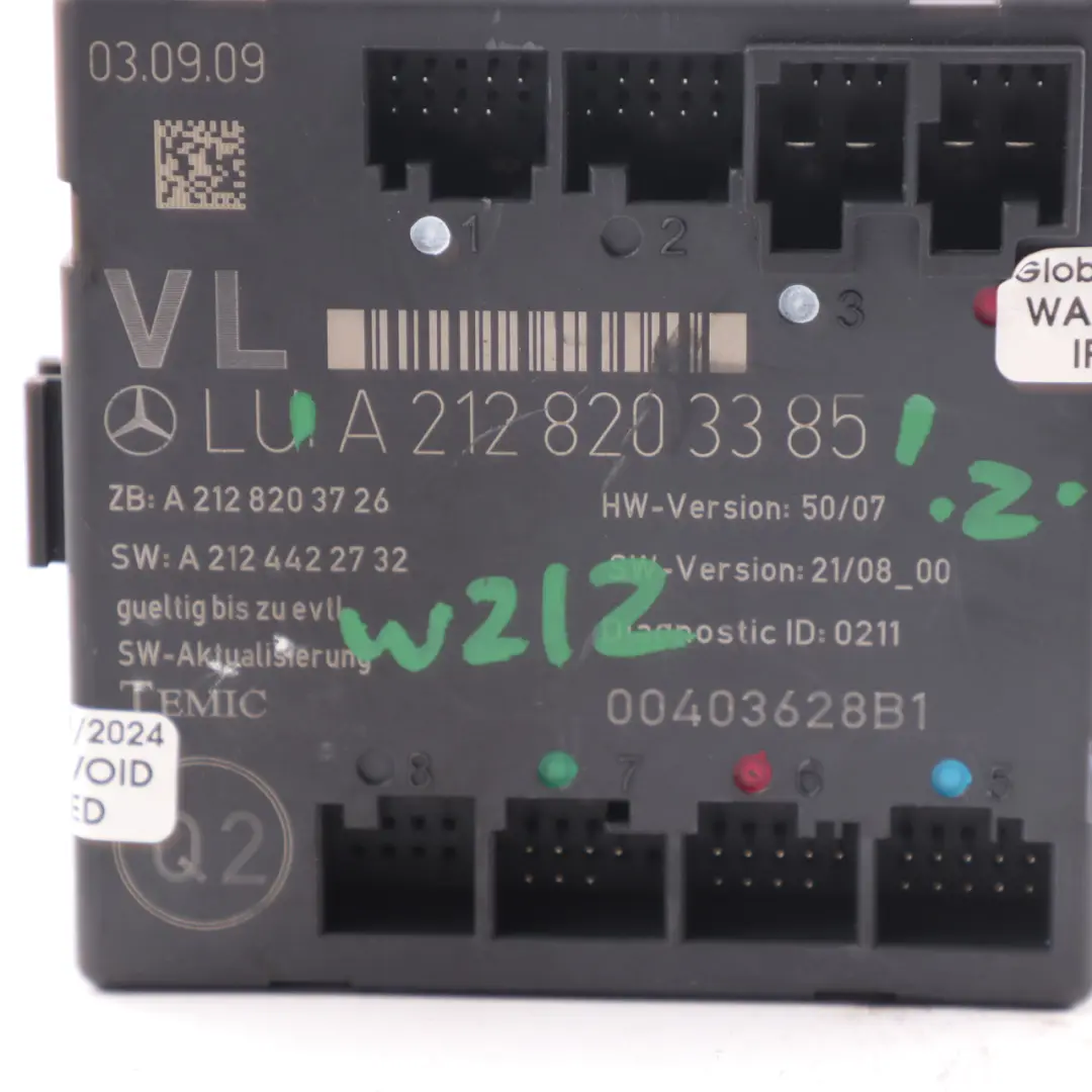Door Module Mercedes W212 Front Left N/S Door Control Unit to with Part number A2128203385 Door Module Mercedes W212 Front Left N/S Door Control Unit - SKU A2128203385 - Part number A2128203385