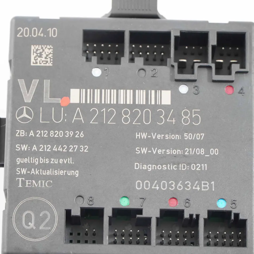  Door Module Mercedes W204 W212 Front Left N/S Control Unit Module - SKU A2128203485 - Part number A2128203485