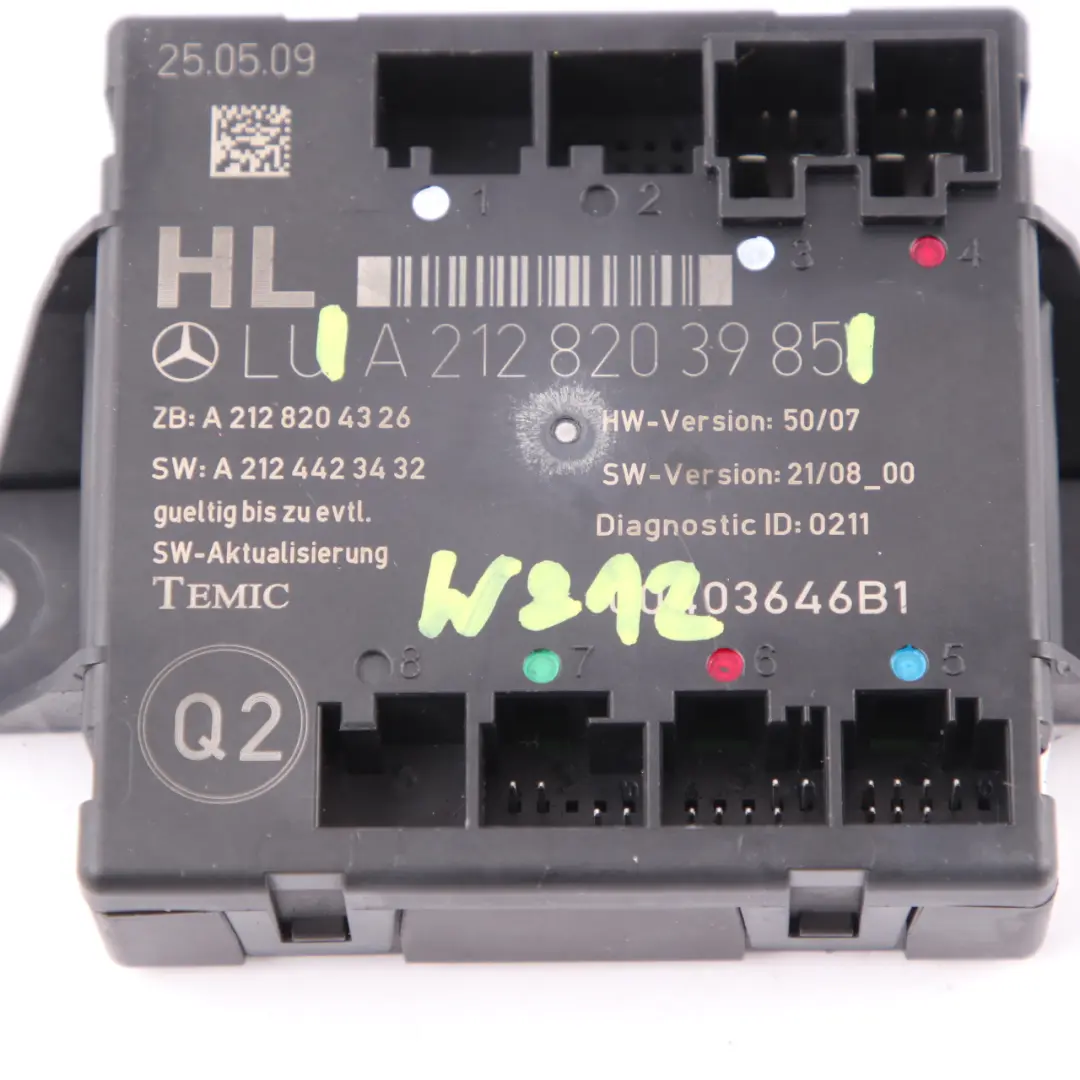 Mercedes W204 W212 Door Module Rear Left N/S Control Unit Module - SKU A2128203985 - Part number A2128203985