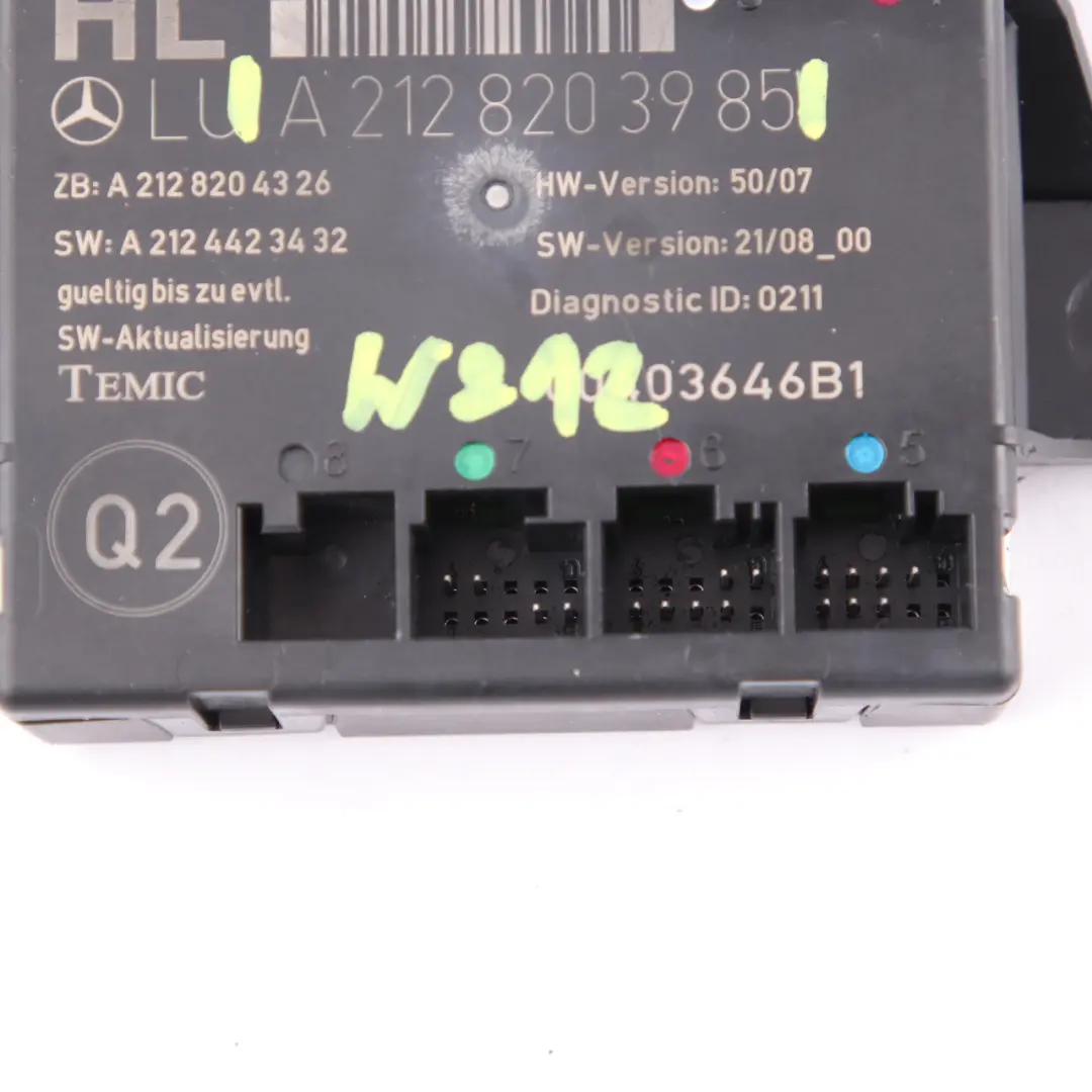 Mercedes W204 W212 Door Module Rear Left N/S Control Unit Module - SKU A2128203985 - Part number A2128203985