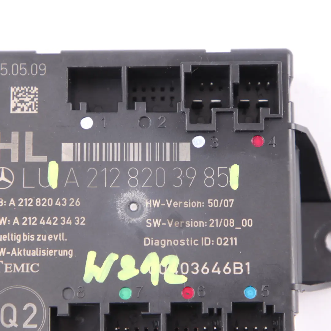Mercedes W204 W212 Door Module Rear Left N/S Control Unit Module - SKU A2128203985 - Part number A2128203985