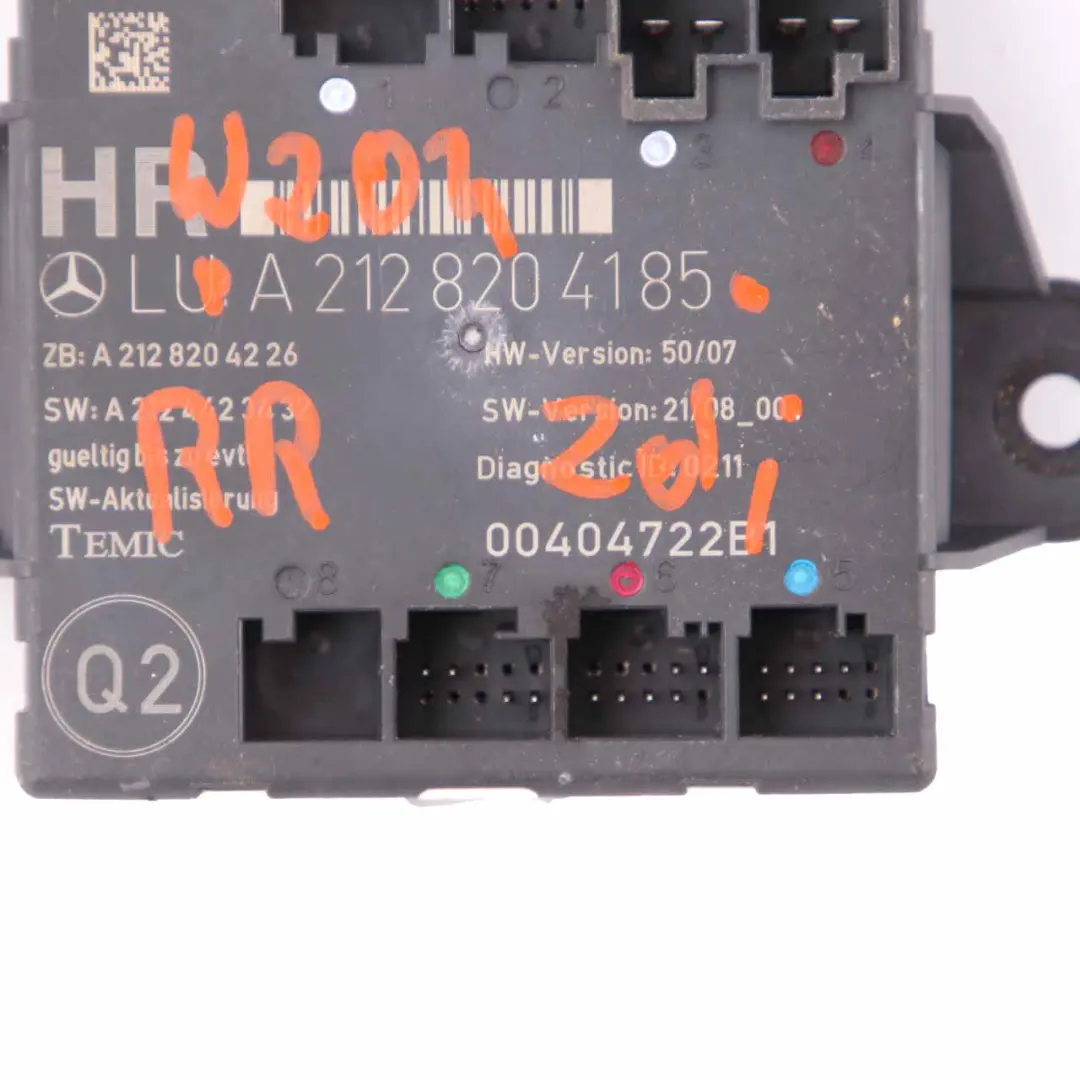 Module De Commande De Porte Arrière Droite pour Mercedes W204 W212 à propos du numéro de pièce A2128204185 Mercedes W204 W212 Module De Commande De Porte Arrière Droite - SKU A2128204185 - Numéro de pièce A2128204185