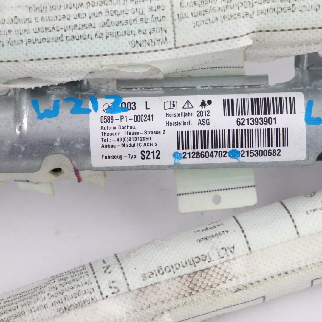 Roof Curtain Touring Head Airbag Left N/S to Mercedes S212 with Part number A2128604702 Mercedes S212 Roof Curtain Touring Head Airbag Left N/S - SKU A2128604702 - Part number A2128604702