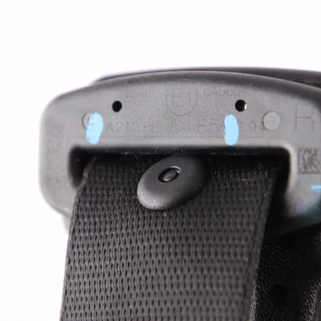Belt Rear Right O/S Seatbelt Black to Mercedes S212 Seat with Part number A2128606485 Mercedes S212 Seat Belt Rear Right O/S Seatbelt Black - SKU A2128606485 - Part number A2128606485