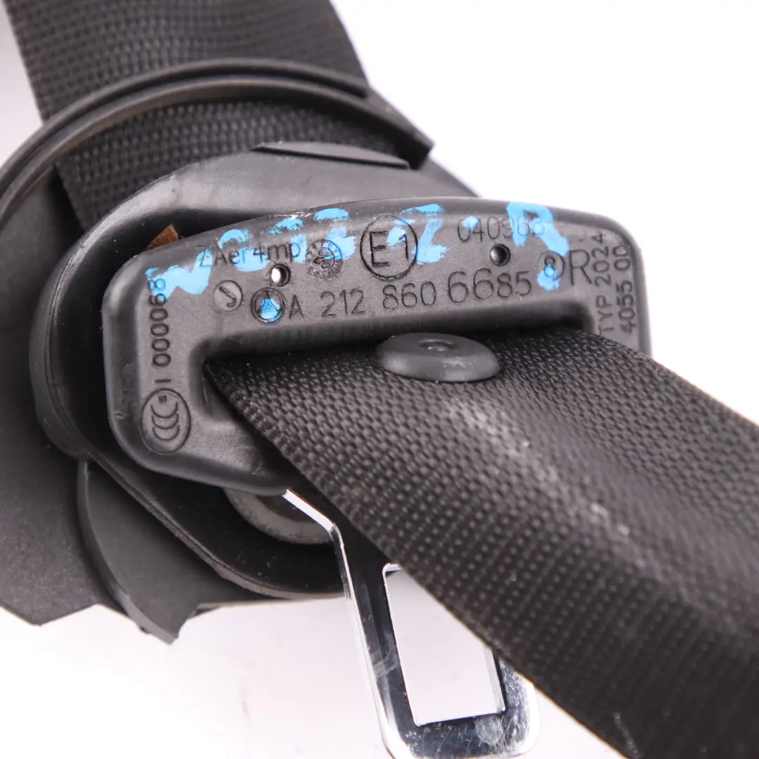 Mercedes W212 Upper Belt Front Right O/S Black Seatbelt - SKU A2128606685 - Part number A2128606685