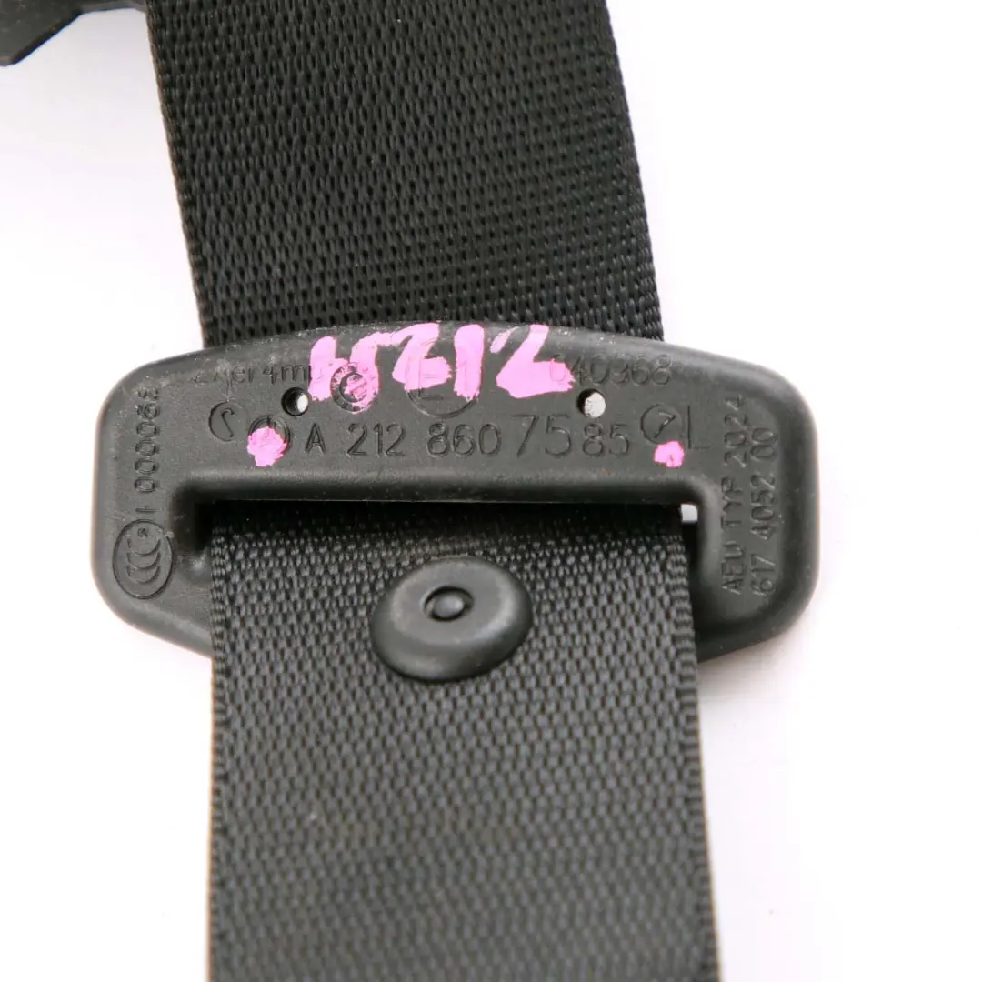 Belt Safety Front Left N/S Black to Mercedes W212 Seat with Part number A2128607585 Mercedes W212 Seat Belt Safety Front Left N/S Black - SKU A2128607585 - Part number A2128607585