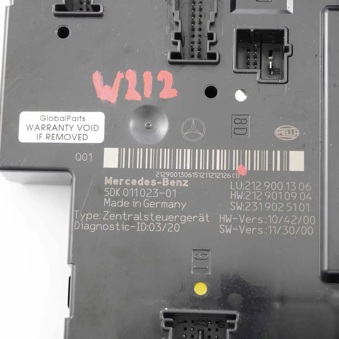 Mercedes W212 Sicherungskasten Hinten SAM Relais Steuergerät Modul - SKU A2129001306 - Teilenummer A2129001306