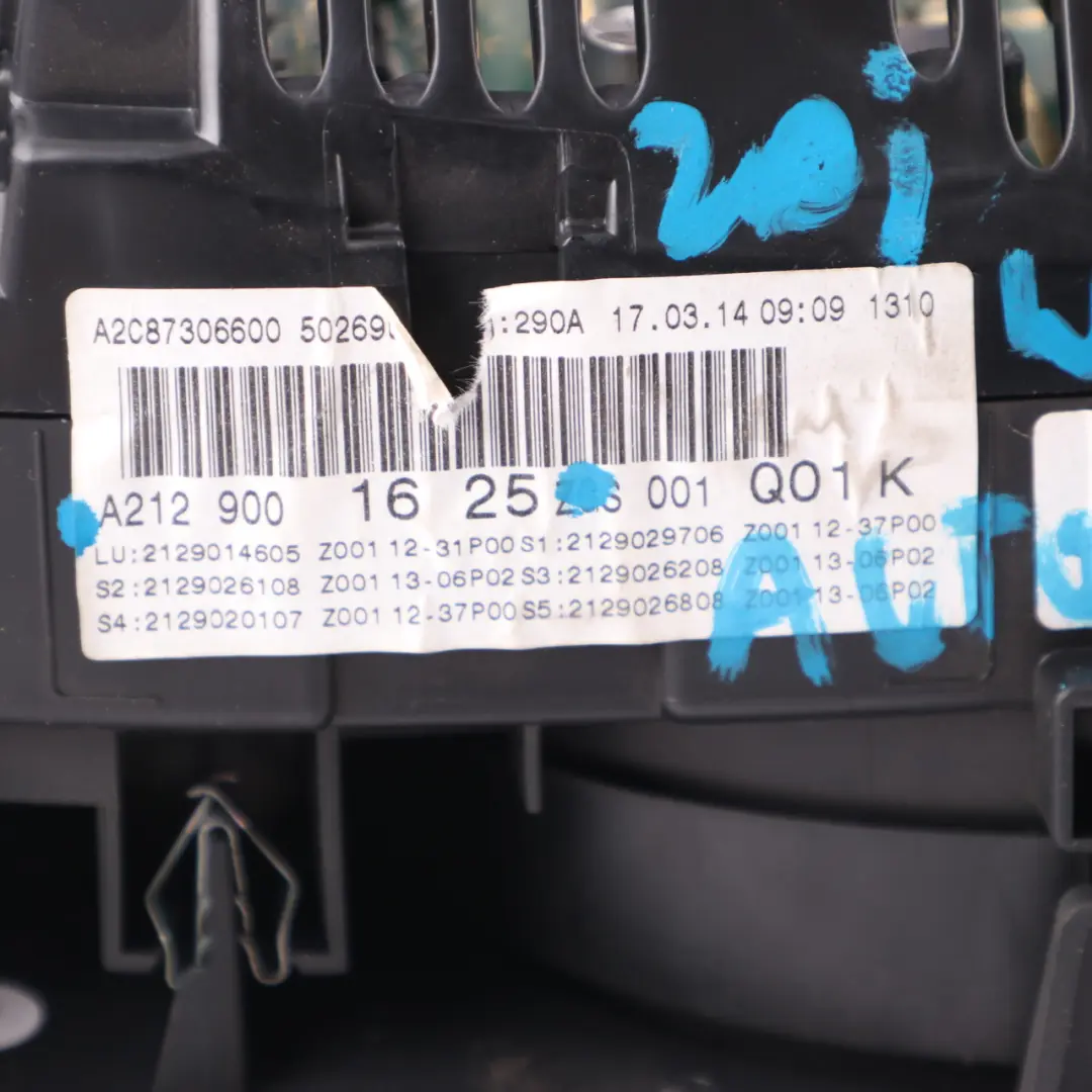 Instrument Cluster MPH Speedometer RPM Gauge Automatic to Mercedes W212 with Part number A2129001625 Mercedes W212 Instrument Cluster MPH Speedometer RPM Gauge Automatic - SKU A2129001625 - Part number A2129001625
