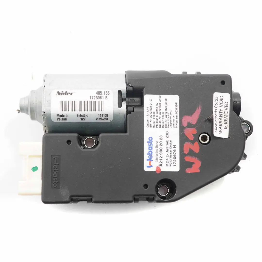 Moteur toit ouvrant Mercedes W212 Unité moteur toit ouvrant pour à propos du numéro de pièce A2129002023 Moteur toit ouvrant Mercedes W212 Unité moteur toit ouvrant - SKU A2129002023 - Numéro de pièce A2129002023