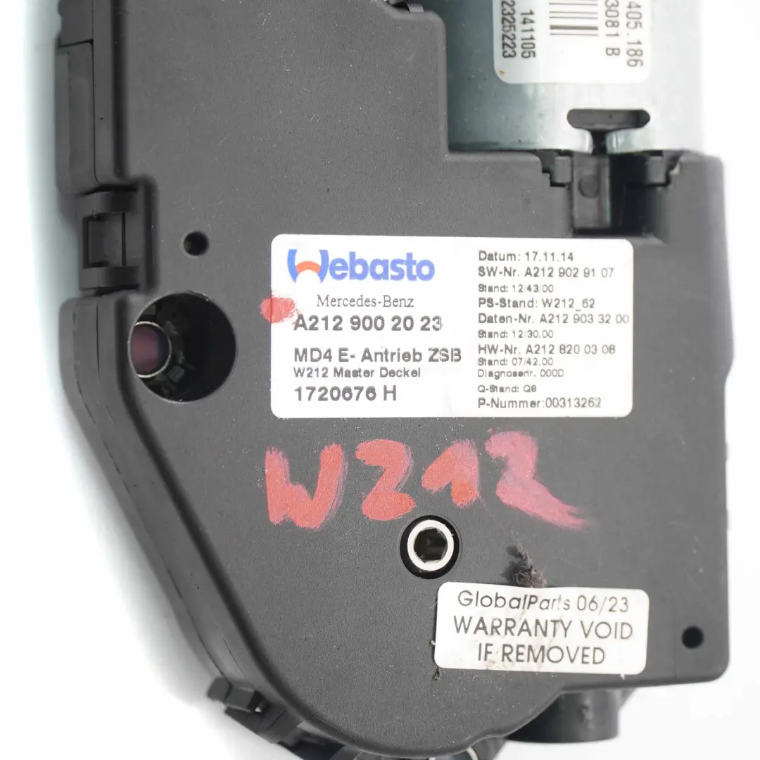 Moteur toit ouvrant Mercedes W212 Unité moteur toit ouvrant pour à propos du numéro de pièce A2129002023 Moteur toit ouvrant Mercedes W212 Unité moteur toit ouvrant - SKU A2129002023 - Numéro de pièce A2129002023