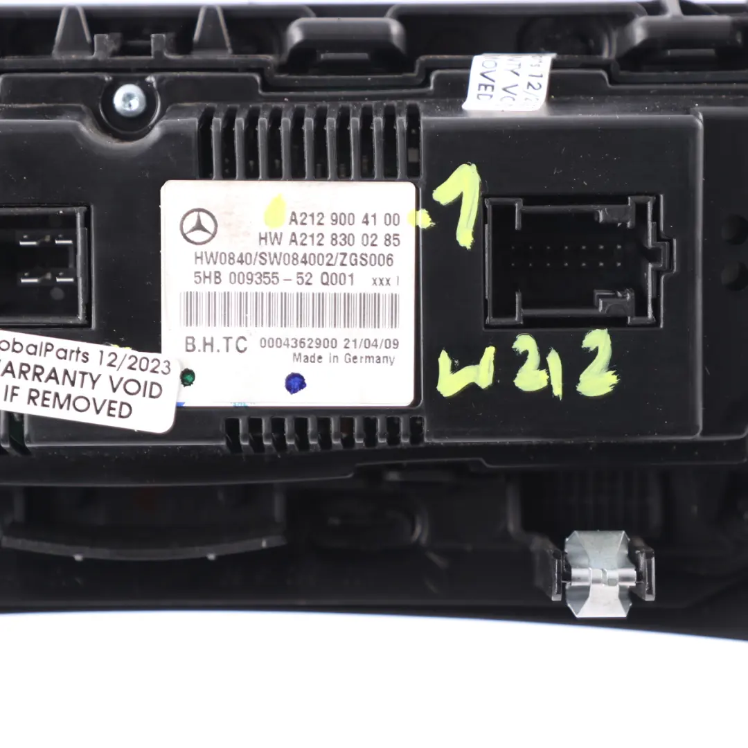 Mercedes W212 Air Conditioning Climate Control Unit Switch Panel - SKU A2129004100-1 - Part number A2129004100