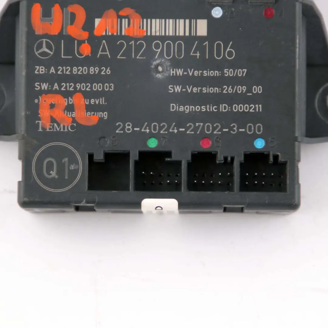 Módulo Puerta Mercedes W212 Rear Left N/S Control Unit para con número de pieza A2129004106 Módulo Puerta Mercedes W212 Rear Left N/S Control Unit - SKU A2129004106 - Número de pieza A2129004106