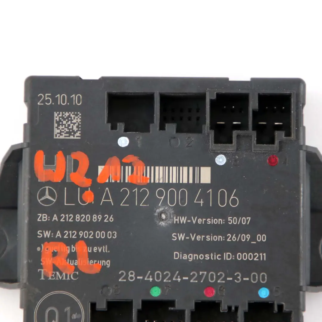  Módulo Puerta Mercedes W212 Rear Left N/S Control Unit - SKU A2129004106 - Número de pieza A2129004106