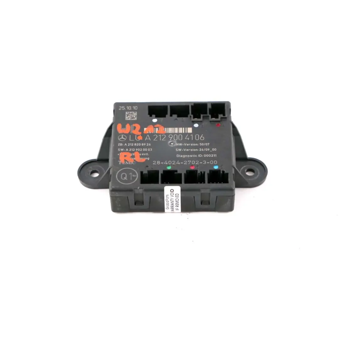  Door Module Mercedes W212 Rear Left N/S Control Unit - SKU A2129004106 - Part number A2129004106