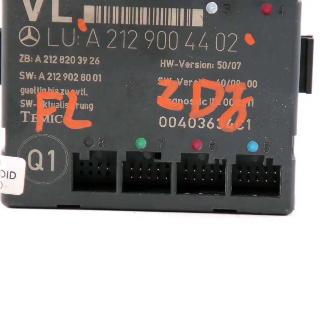 Door Module Mercedes W212 E-Class Front Left N/S Control Unit to with Part number A2129004402 Door Module Mercedes W212 E-Class Front Left N/S Control Unit - SKU A2129004402 - Part number A2129004402