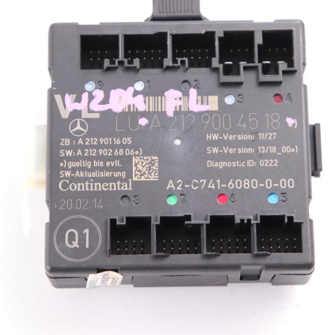  Door Control Unit Mercedes W204 W207 W212 Front Left N/S Module ECU - SKU A2129004518 - Part number A2129004518