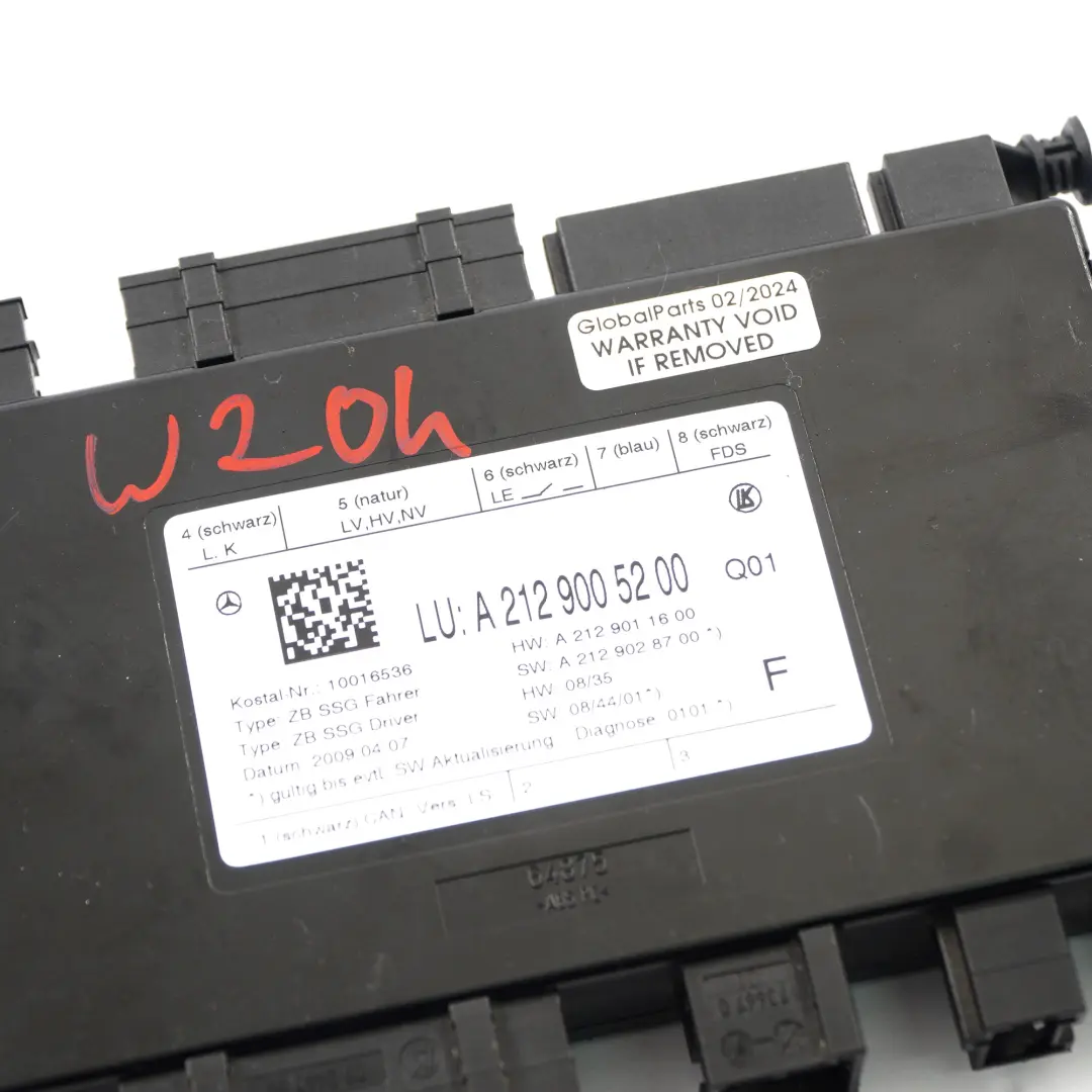  Module Siège Mercedes W204 W212 Commande Mémoire Côté Conducteur - SKU A2129005200 - Numéro de pièce A2129005200