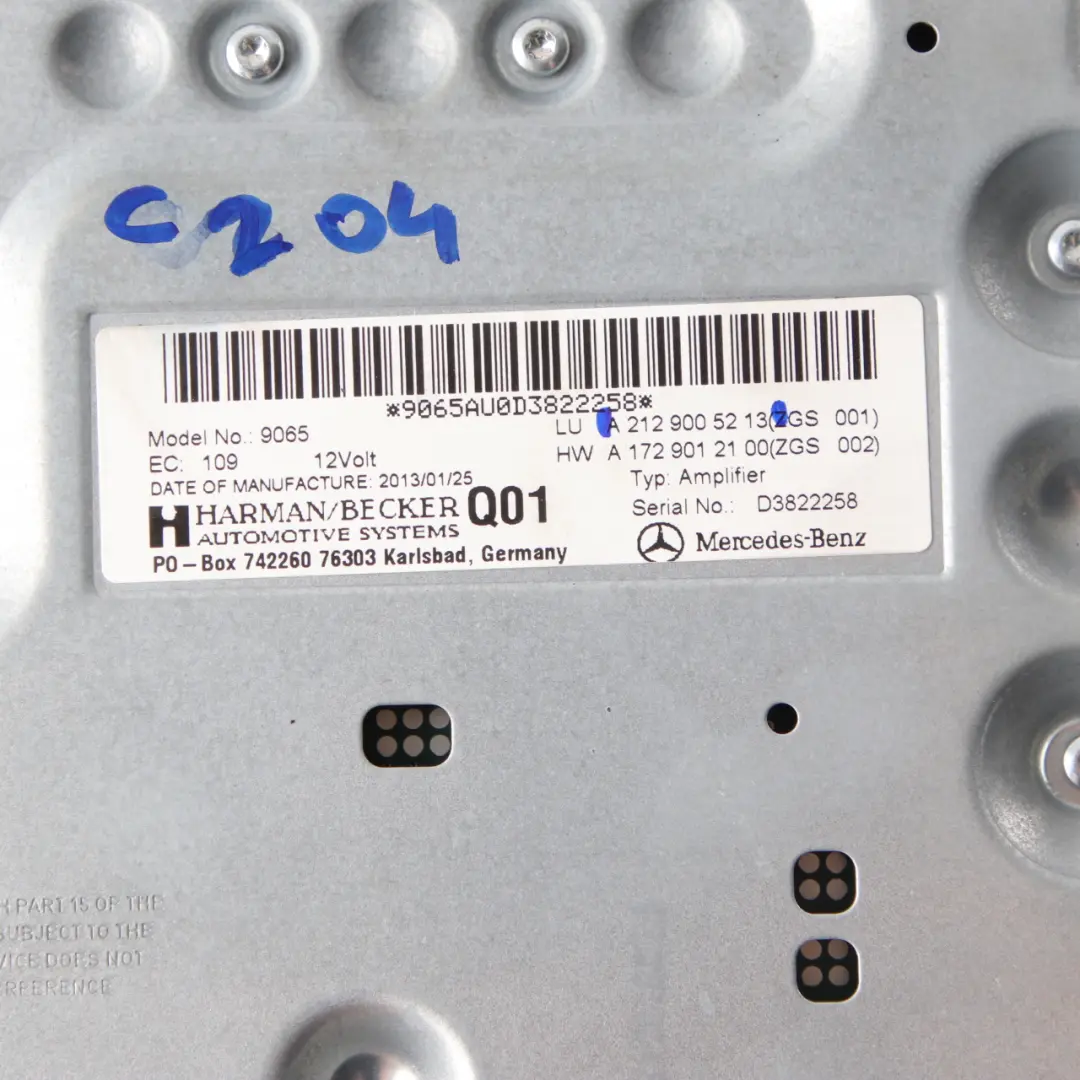 Audio Amplificador Harman Becker para Mercedes C204 con número de pieza A2129005213 Mercedes C204 Audio Amplificador Harman Becker - SKU A2129005213 - Número de pieza A2129005213