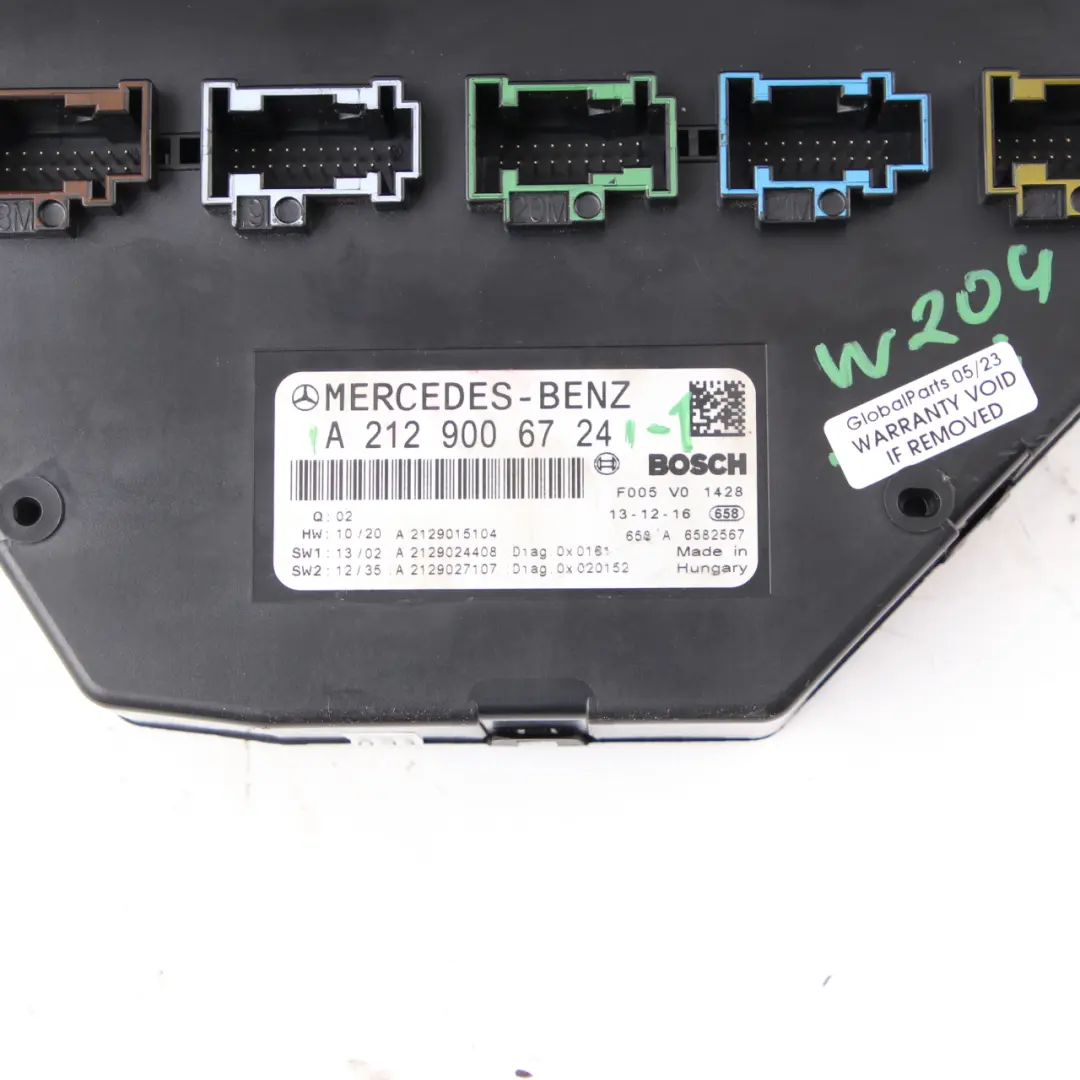  Caja de fusibles Mercedes W204 S204 W212 SAM Relé unidad control - SKU A2129006724-1 - Número de pieza A2129006724