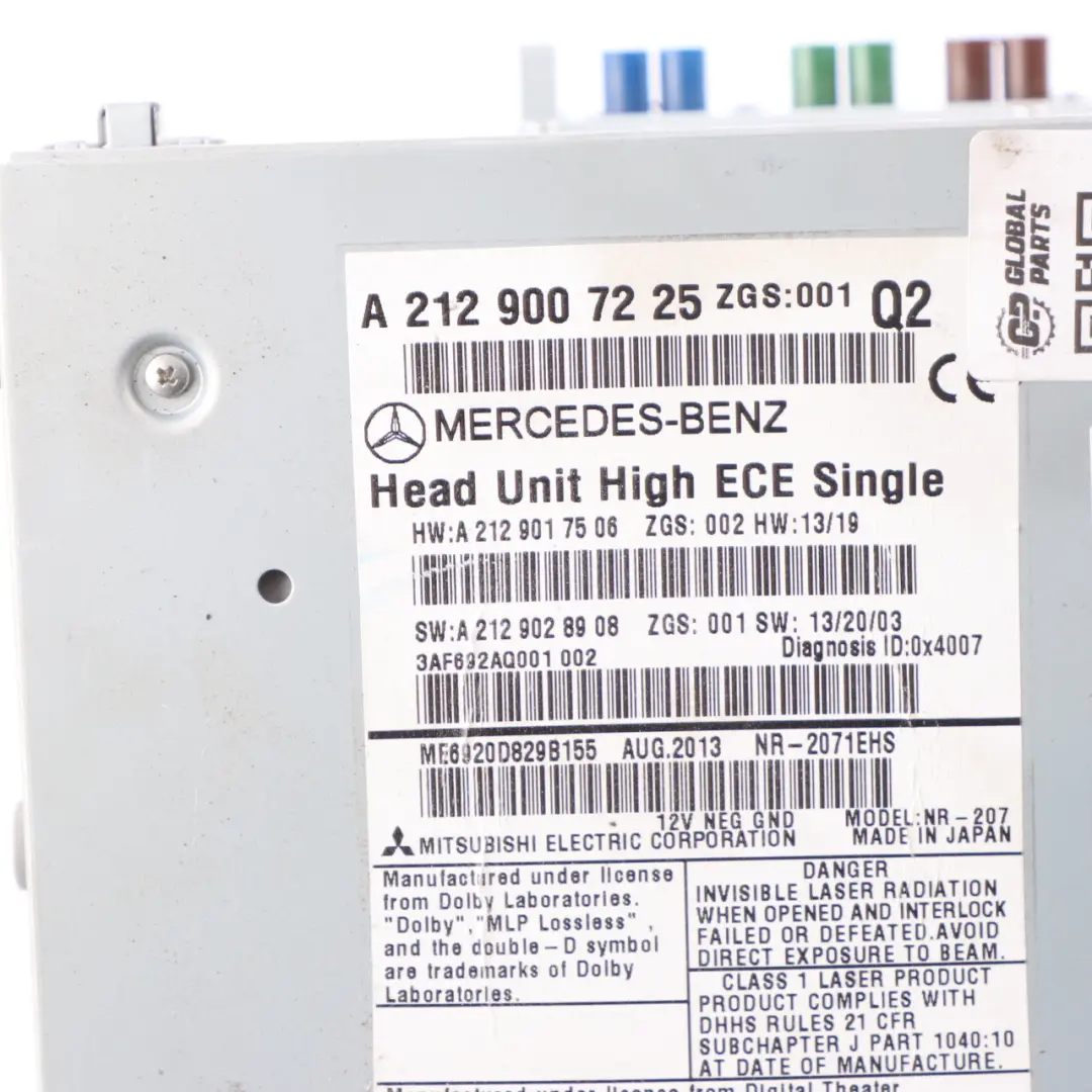 Radio Comand Control Unidad Principal Navegación Mercedes C207 W212 - SKU A2129007225 - Número de pieza A2129007225