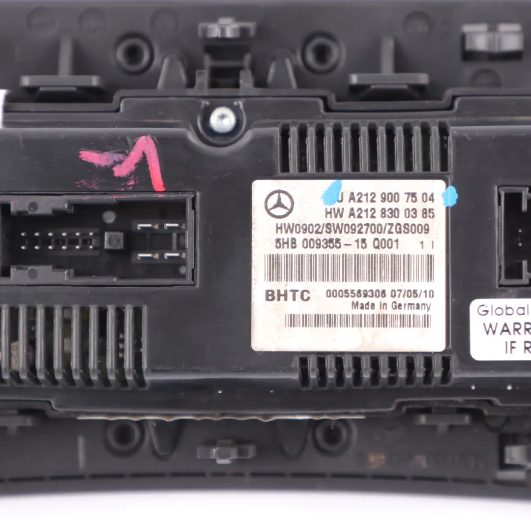 Conditioning Panel Automatic Heater A/C Control to Mercedes W212 Air with Part number A2129007504 Mercedes W212 Air Conditioning Panel Automatic Heater A/C Control - SKU A2129007504-1 - Part number A2129007504