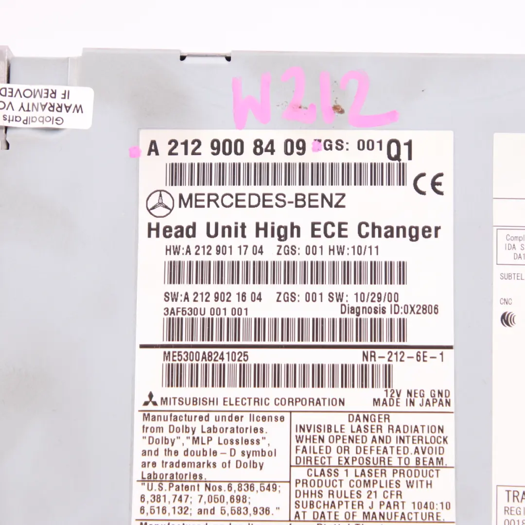 Mercedes W212 Radio Unité Comand Navi Lecteur CD Contrôle - SKU A2129008409 - Numéro de pièce A2129008409