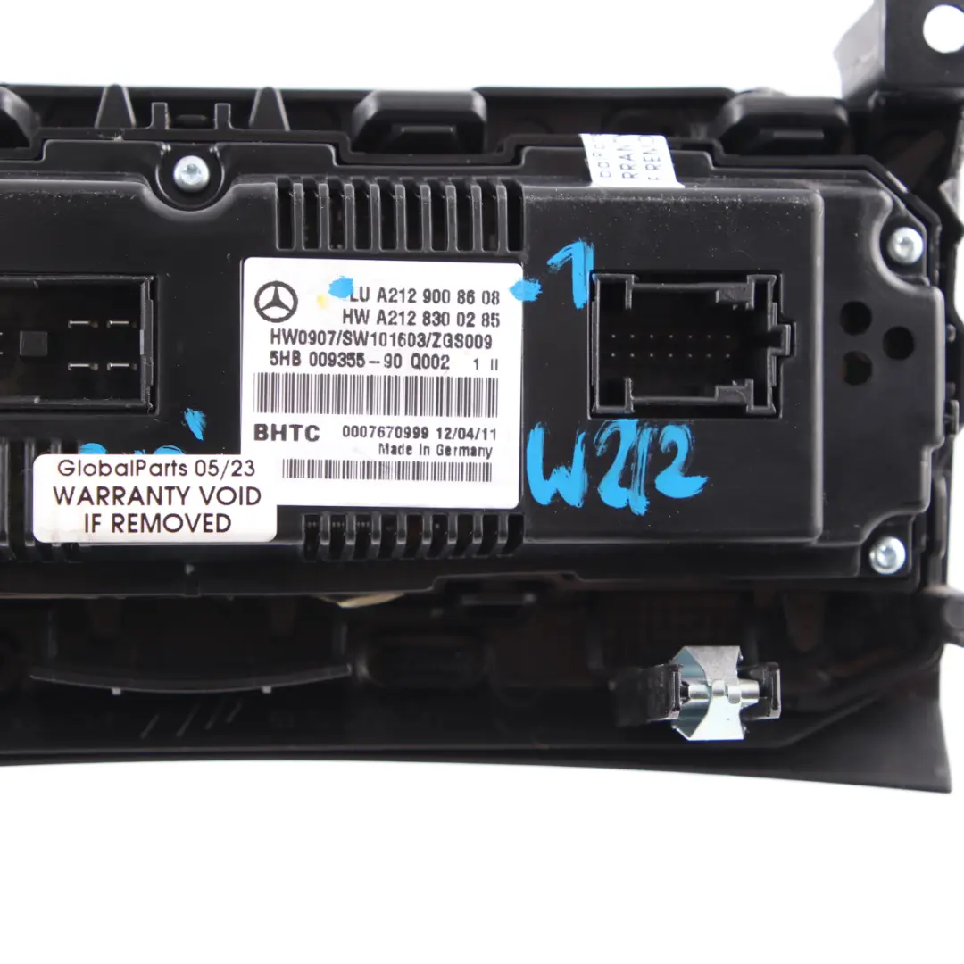 Mercedes W212 Air Conditioning Unit Climate Control Switch Panel - SKU A2129008608-1 - Part number A2129008608