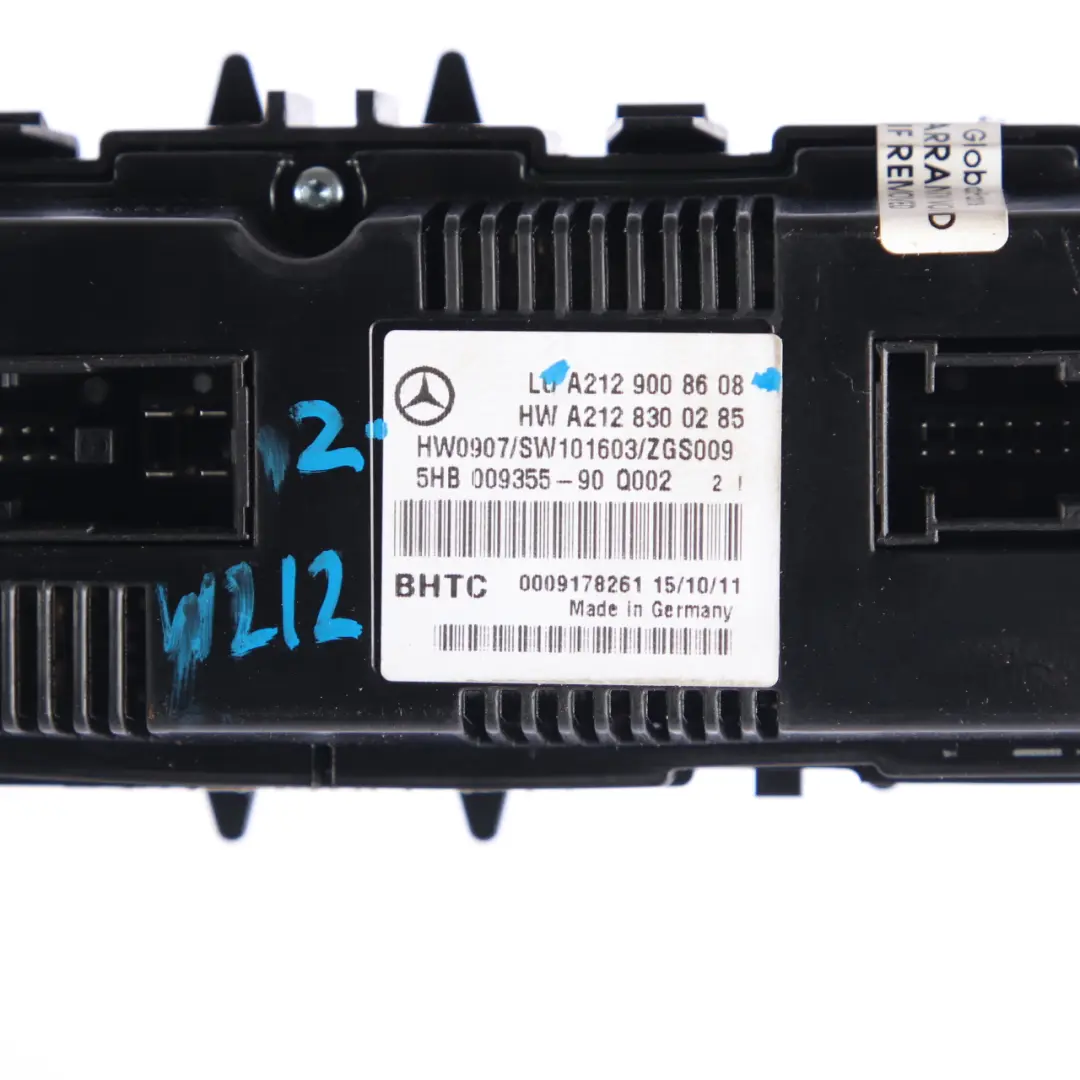 Pannello Controllo Climatizzatore per Mercedes W212 con numero di parte A2129008608 Mercedes W212 Pannello Controllo Climatizzatore - SKU A2129008608 - Numero di parte A2129008608