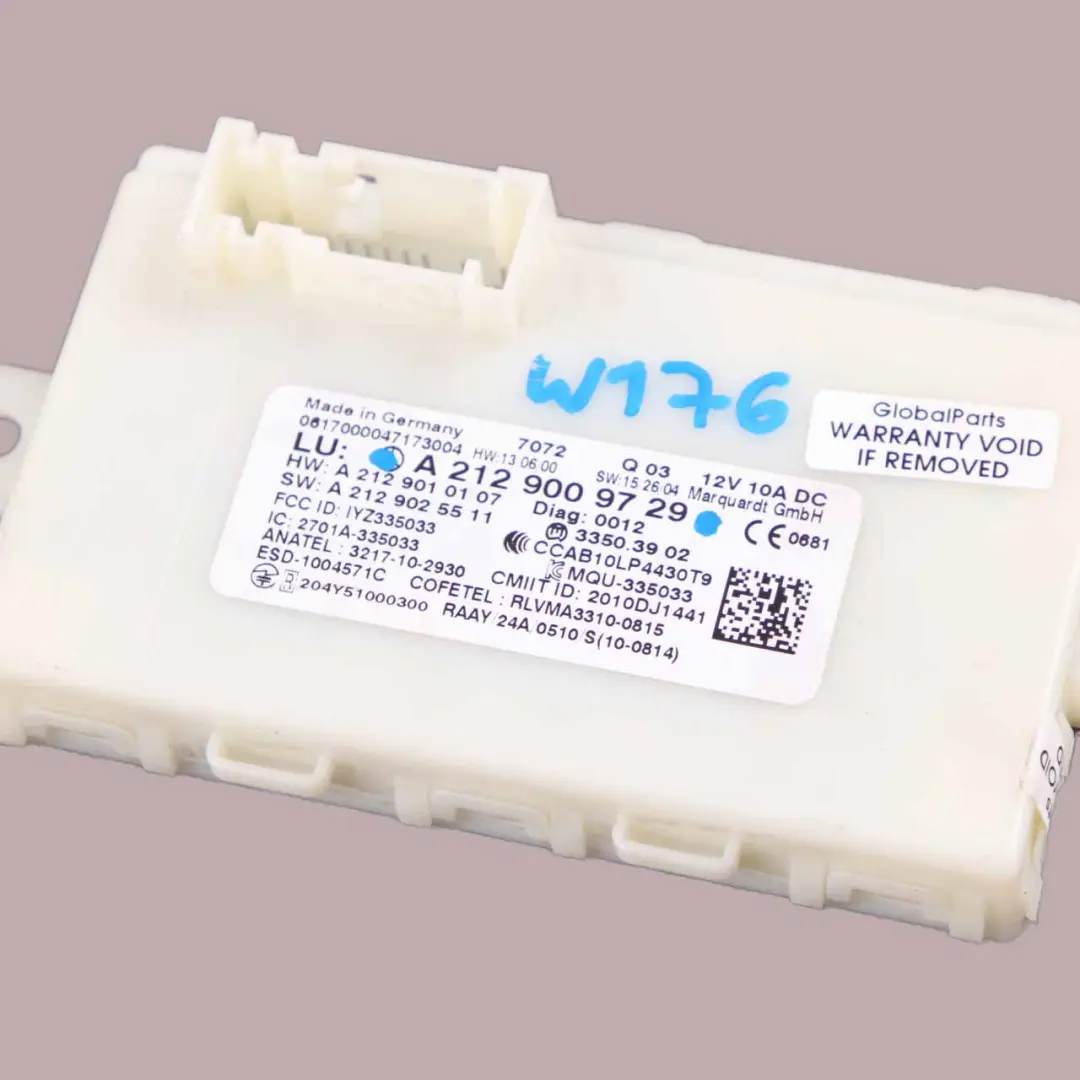 W207 W212 Keyless Door Lock Module ECU Unit to Mercedes W176 with Part number A2129009729 Mercedes W176 W207 W212 Keyless Door Lock Module ECU Unit - SKU A2129009729 - Part number A2129009729