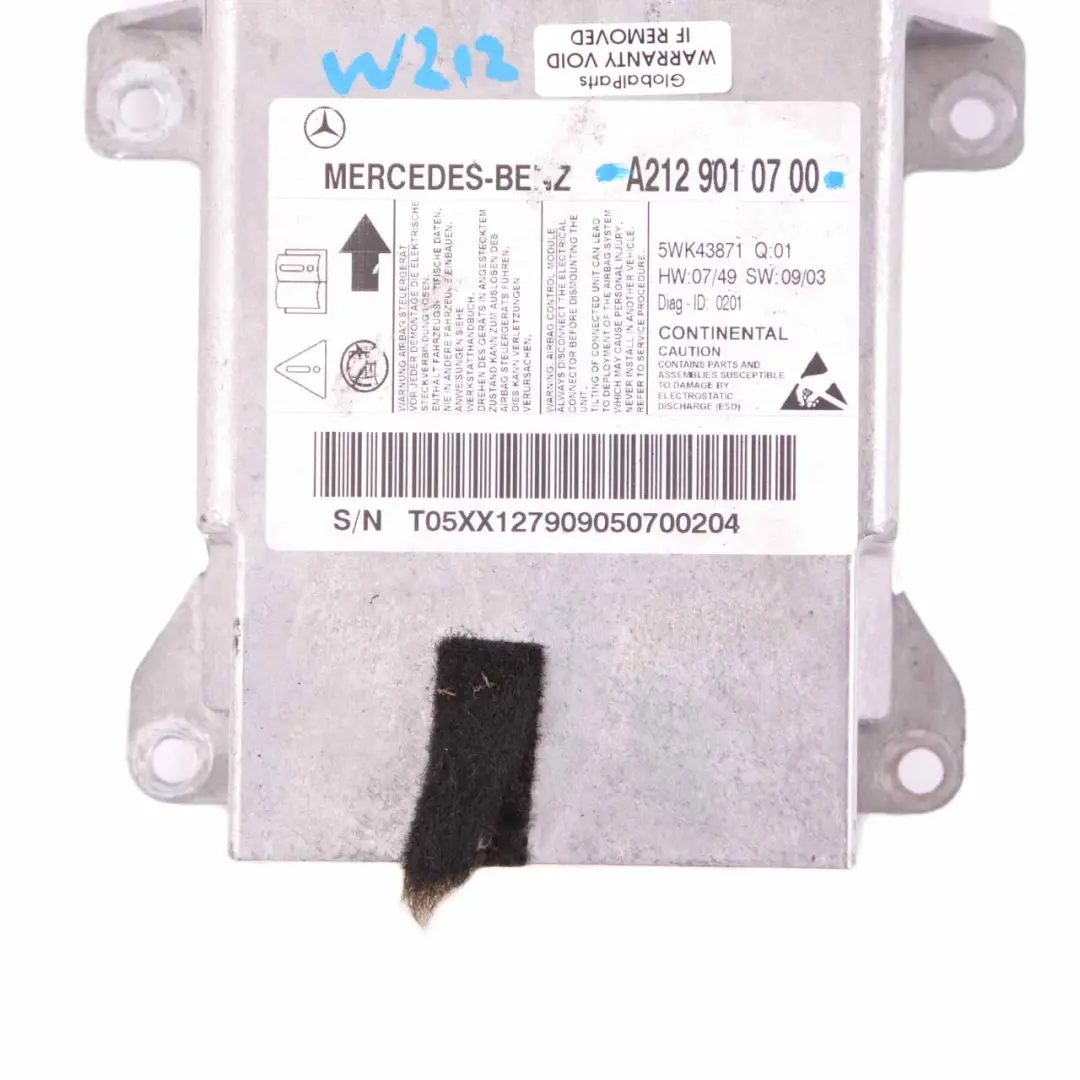 Mercedes W212 ECU Steuergerät Sensor Modul Airbag - SKU A2129010700 - Teilenummer A2129010700