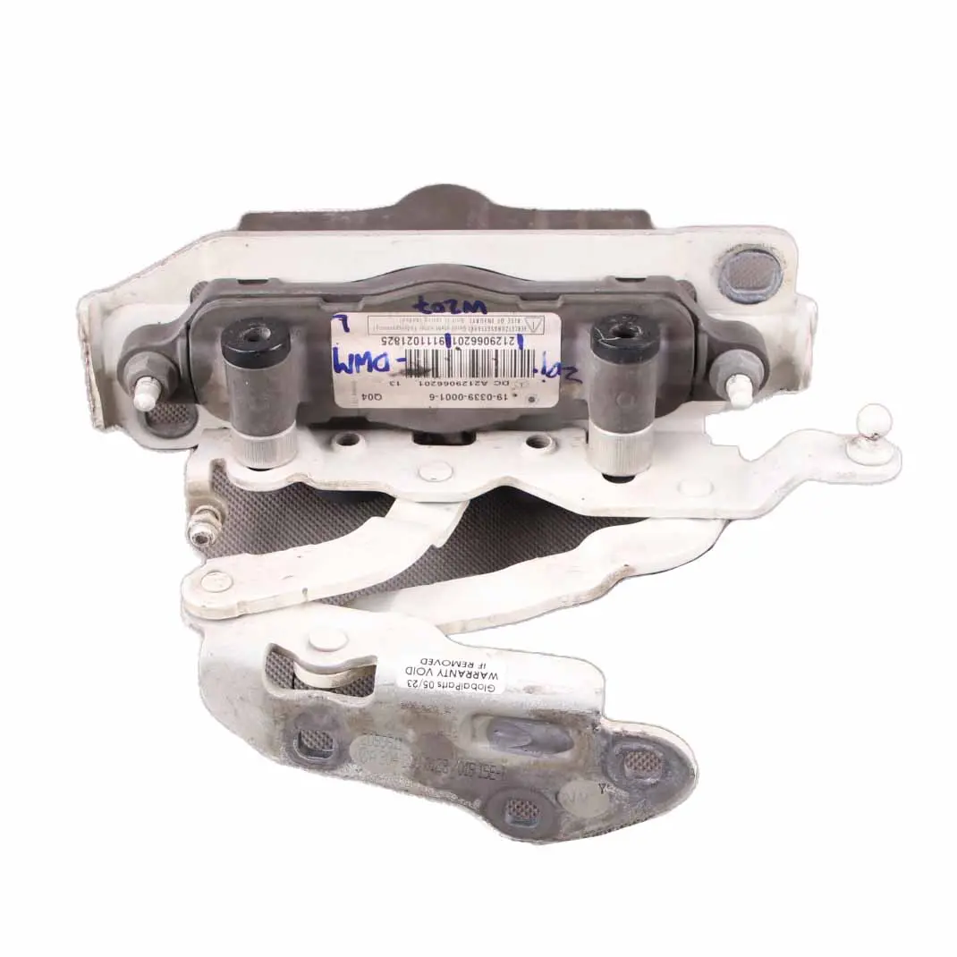  Bonnet Hinge Mercedes W204 W212 Left N/S Hood Pedestrian Protect Diamond White - SKU A2129066201-DWM - Part number A2129066201