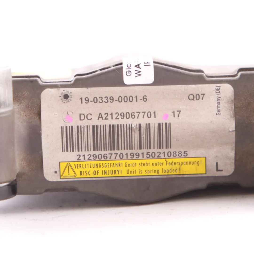 Hood Actuator Left N/S Bonnet Pedestrian Protection to Mercedes W212 with Part number A2129067701 Mercedes W212 Hood Actuator Left N/S Bonnet Pedestrian Protection - SKU A2129067701 - Part number A2129067701