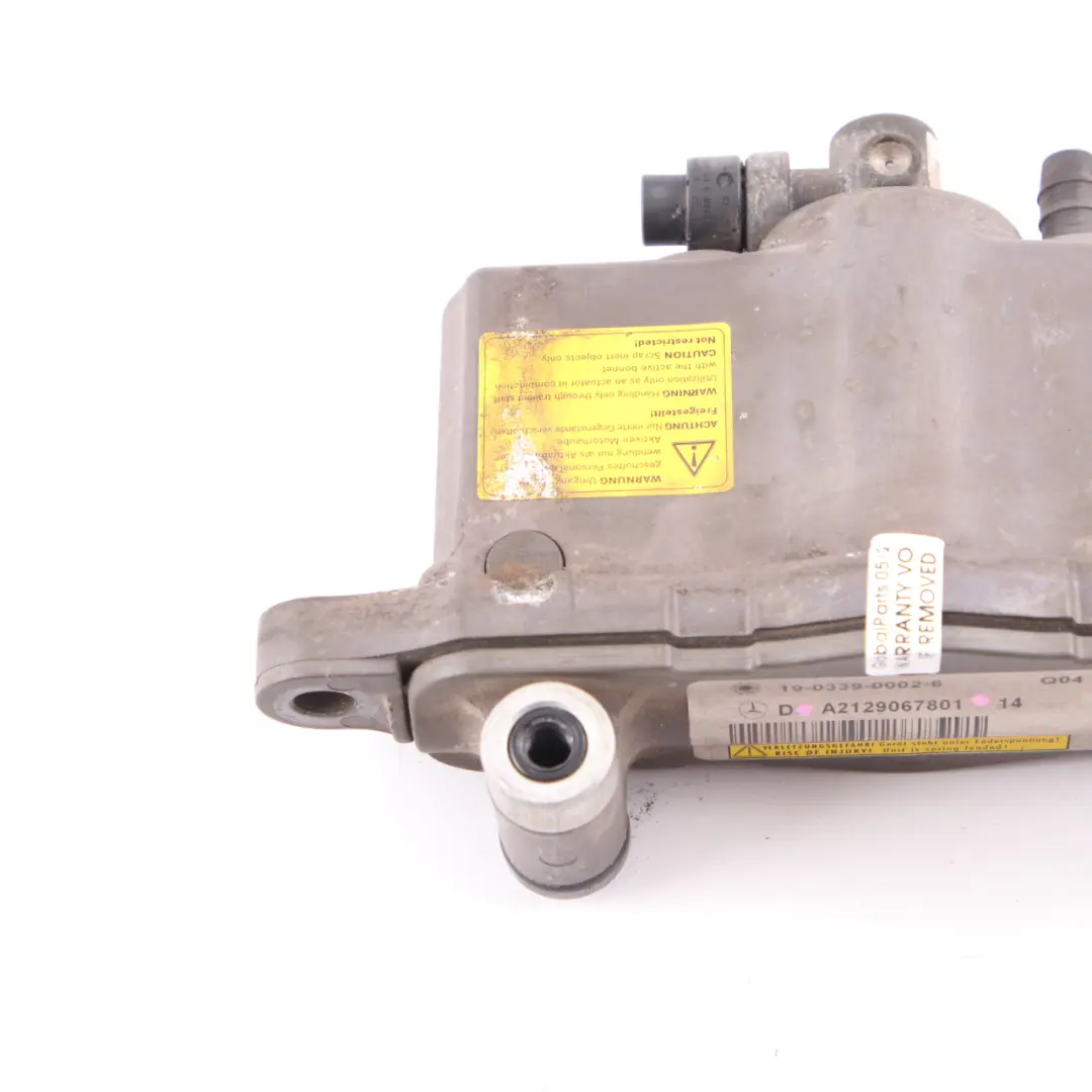 Hood Actuator Right O/S Bonnet Pedestrian Protection to Mercedes W212 with Part number A2129067801 Mercedes W212 Hood Actuator Right O/S Bonnet Pedestrian Protection - SKU A2129067801 - Part number A2129067801