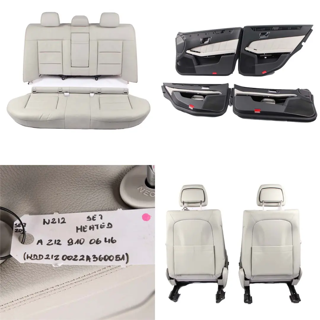 Leather Seats Mercedes W212 Heated Grey Interior Front Rear Seat with Door Cards to with Part number A2129100646 Leather Seats Mercedes W212 Heated Grey Interior Front Rear Seat with Door Cards - SKU A2129100646 - Part number A2129100646