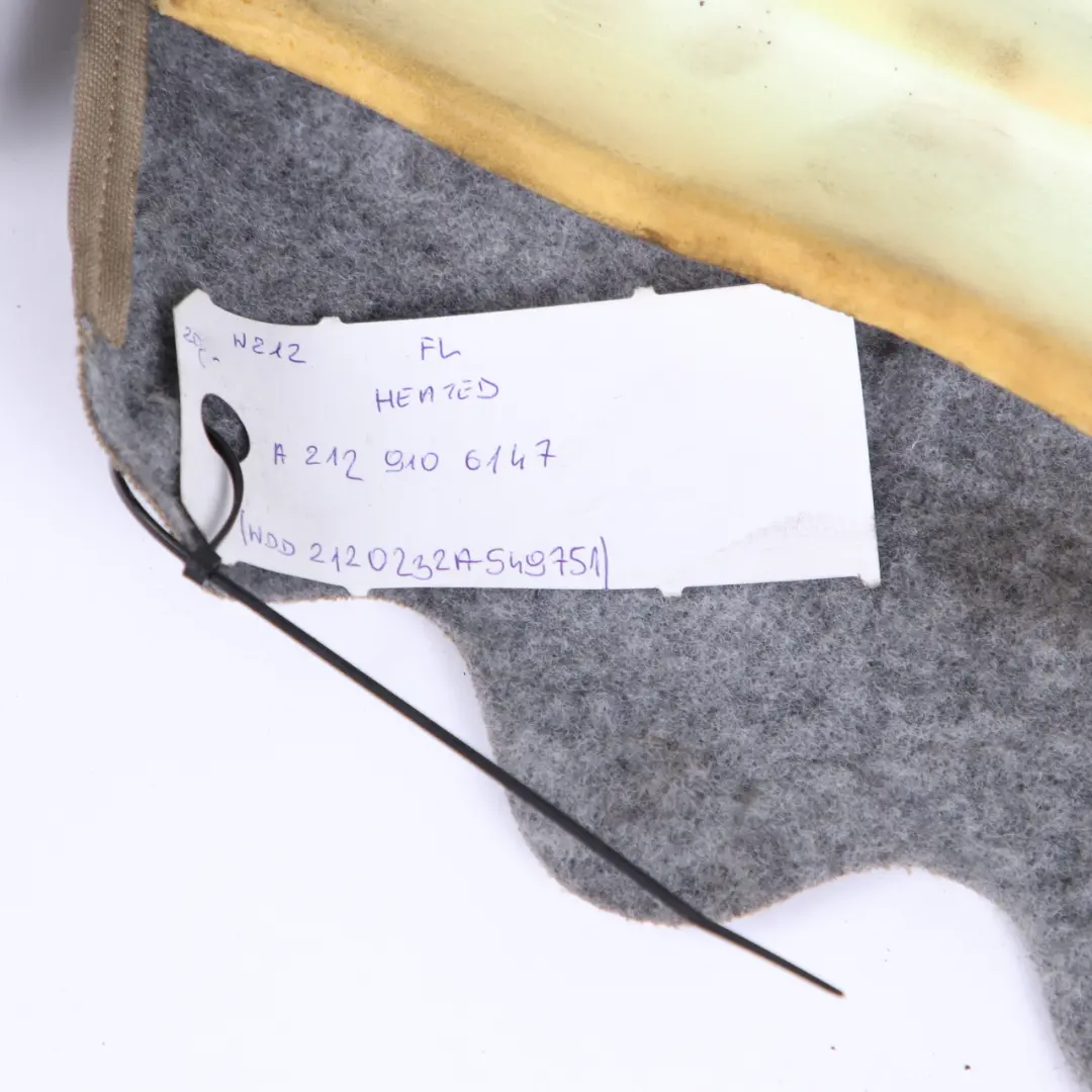 Backrest Front Heated Left N/S Covering Leather Beige to Mercedes W212 Seat with Part number A2129106147 Mercedes W212 Seat Backrest Front Heated Left N/S Covering Leather Beige - SKU A2129106147 - Part number A2129106147