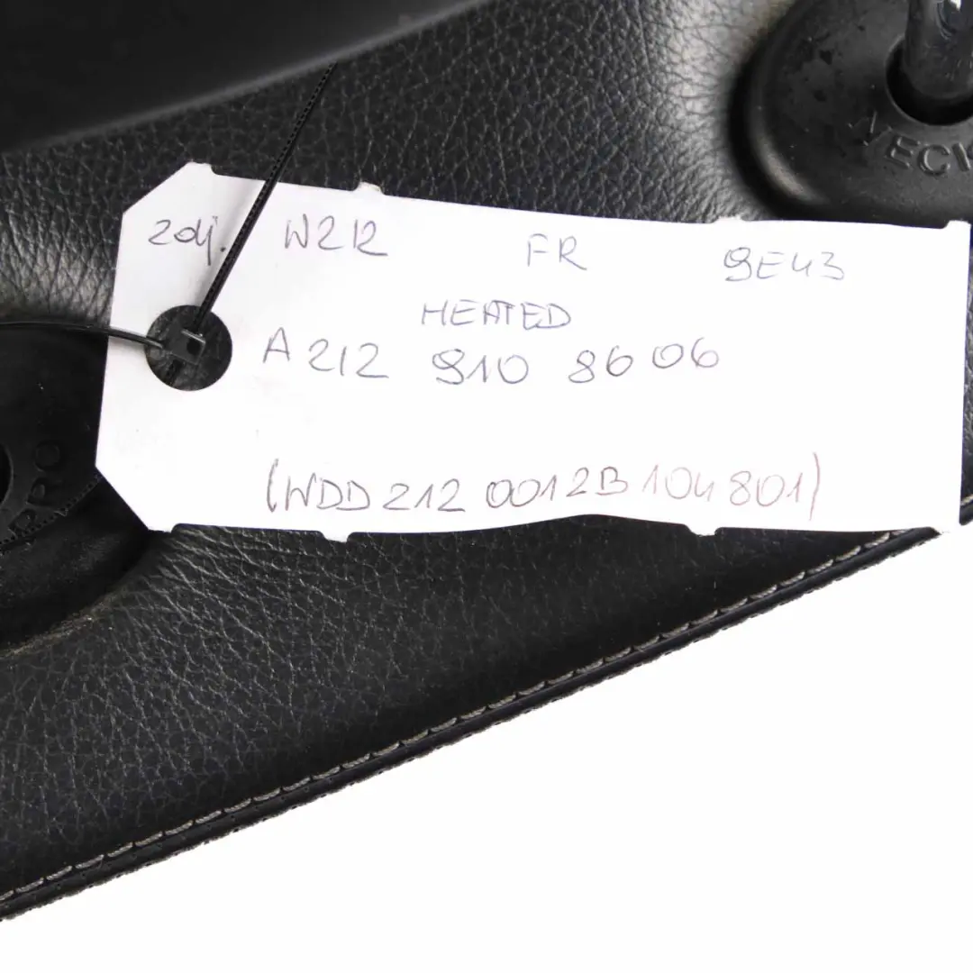  Front Seat Mercedes W212 Heated Black Leather Nappa Right O/S Electric - SKU A2129108606 - Part number A2129108606