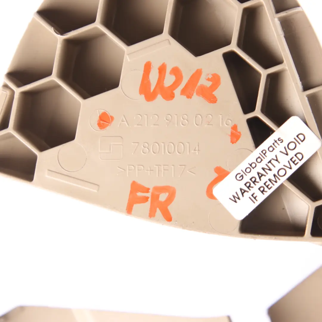 Trim Front Right O/S Panel Cover Beige E-Class to Mercedes W212 Seat with Part number A2129180216 Mercedes W212 Seat Trim Front Right O/S Panel Cover Beige E-Class - SKU A2129180216 - Part number A2129180216