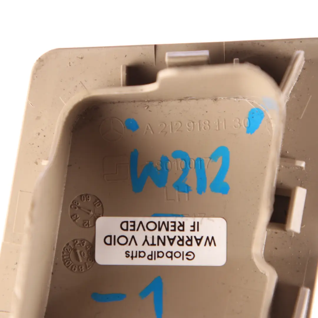 Belt Cover Mount Trim Front Left N/S Beige to Mercedes W212 Seat with Part number A2129181130 Mercedes W212 Seat Belt Cover Mount Trim Front Left N/S Beige - SKU A2129181130-1 - Part number A2129181130