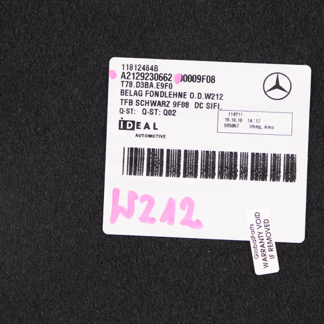 Schienale Posteriore Coprire Pannello Rivestimento per Mercedes W212 con numero di parte A2129230662 Mercedes W212 Schienale Posteriore Coprire Pannello Rivestimento - SKU A2129230662 - Numero di parte A2129230662