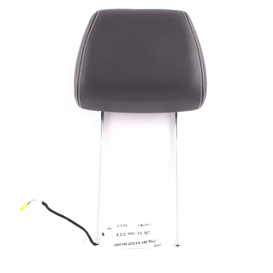 Mercedes W212 Front Seat Headrest Sport Left Right N/O/S Black Leather Head Rest - SKU A2129707550 - Part number A2129707550
