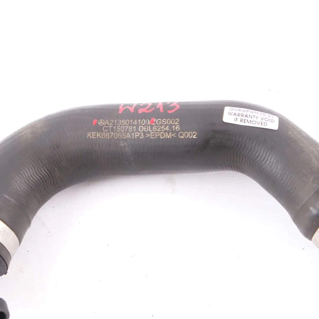 Water Hose Mercedes W213 S213 Radiator Cooling Coolant Pipe to with Part number A2135014100 Water Hose Mercedes W213 S213 Radiator Cooling Coolant Pipe - SKU A2135014100 - Part number A2135014100