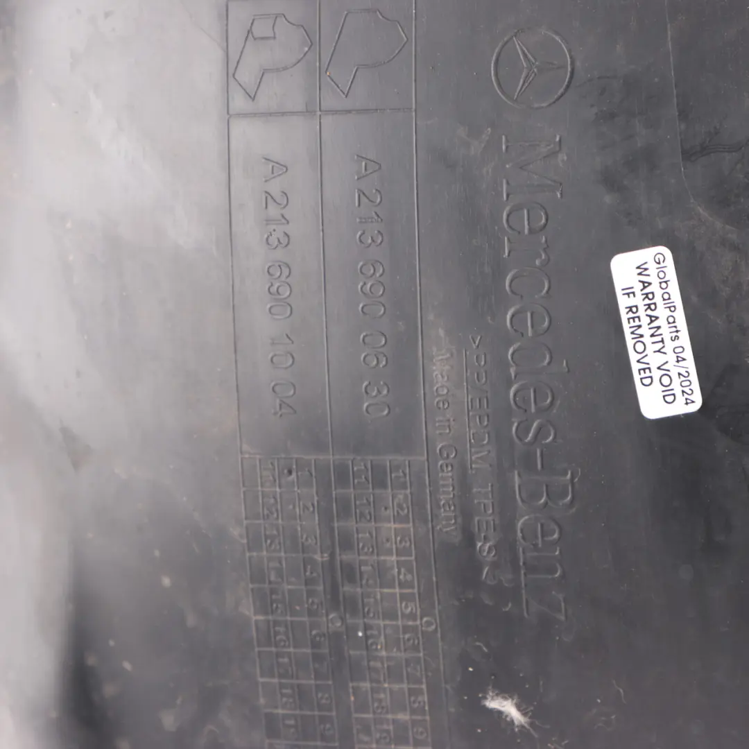 Arch Front Right O/S Wheelhouse Trim Cover to Mercedes W213 Wheel with Part number A2136900630 Mercedes W213 Wheel Arch Front Right O/S Wheelhouse Trim Cover - SKU A2136900630 - Part number A2136900630